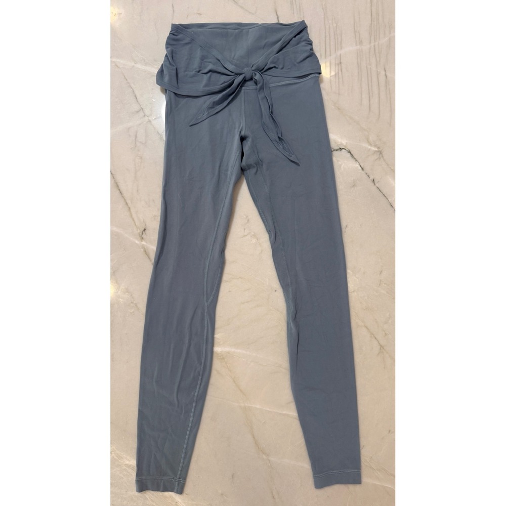 Lululemon Align Tie Waist High Rise Leggings 28" Blue Grey Nulu Size #77